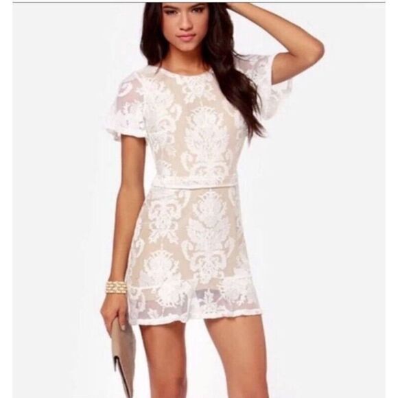 For‎ Love & Lemons Dress Size Small Lace White San Marcos Backless Mini - Picture 1 of 9